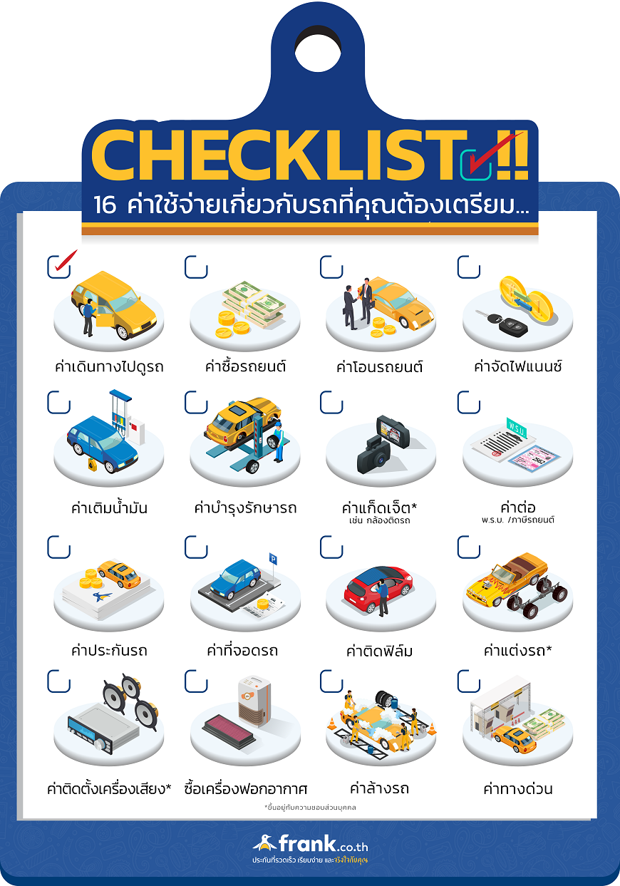 Checklist !! 16 ค่าใช้จ่ายเกี่ยวกับรถที่คุณต้องเตรียม